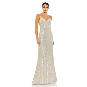 #13 Mac Duggal Women's Ieena Sequined Sleeveless Column Gown Size 6